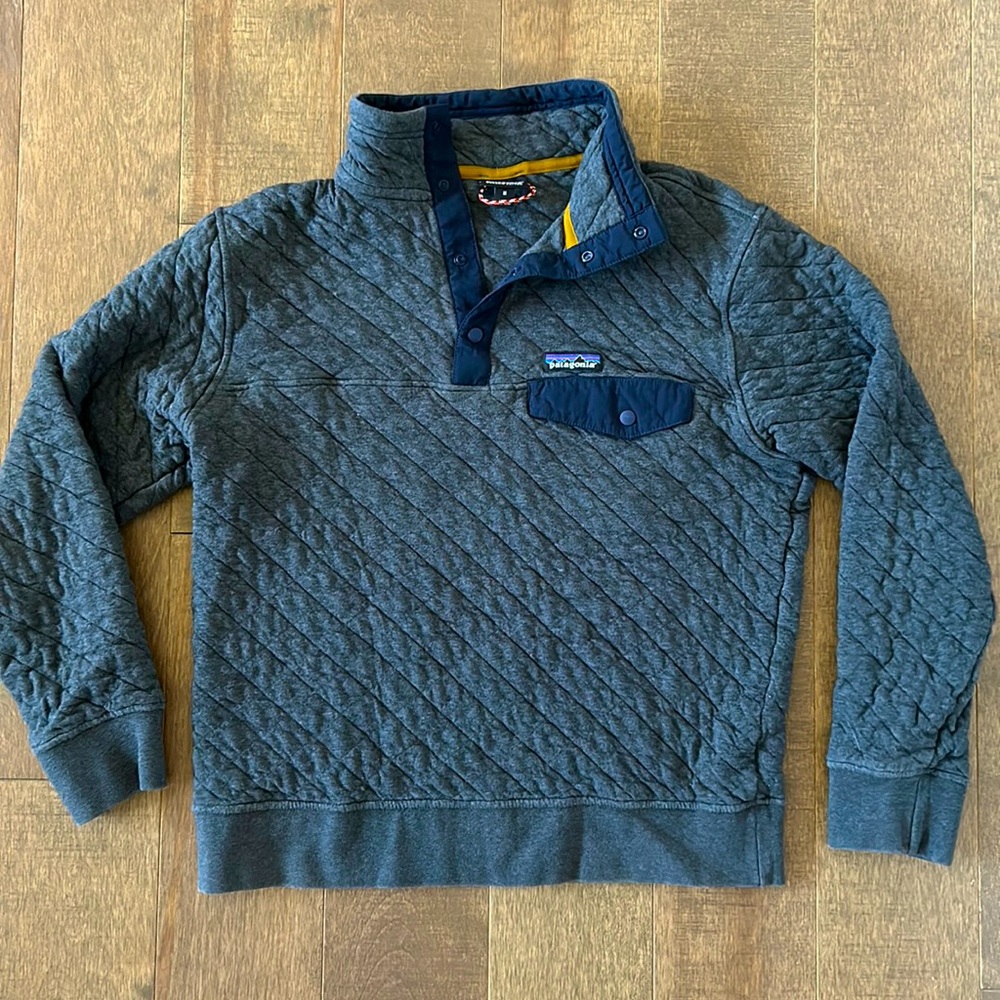 Men’s Patagonia “Cotton Quilt Snap-T” Pullover in Forge Gray Sz Medium